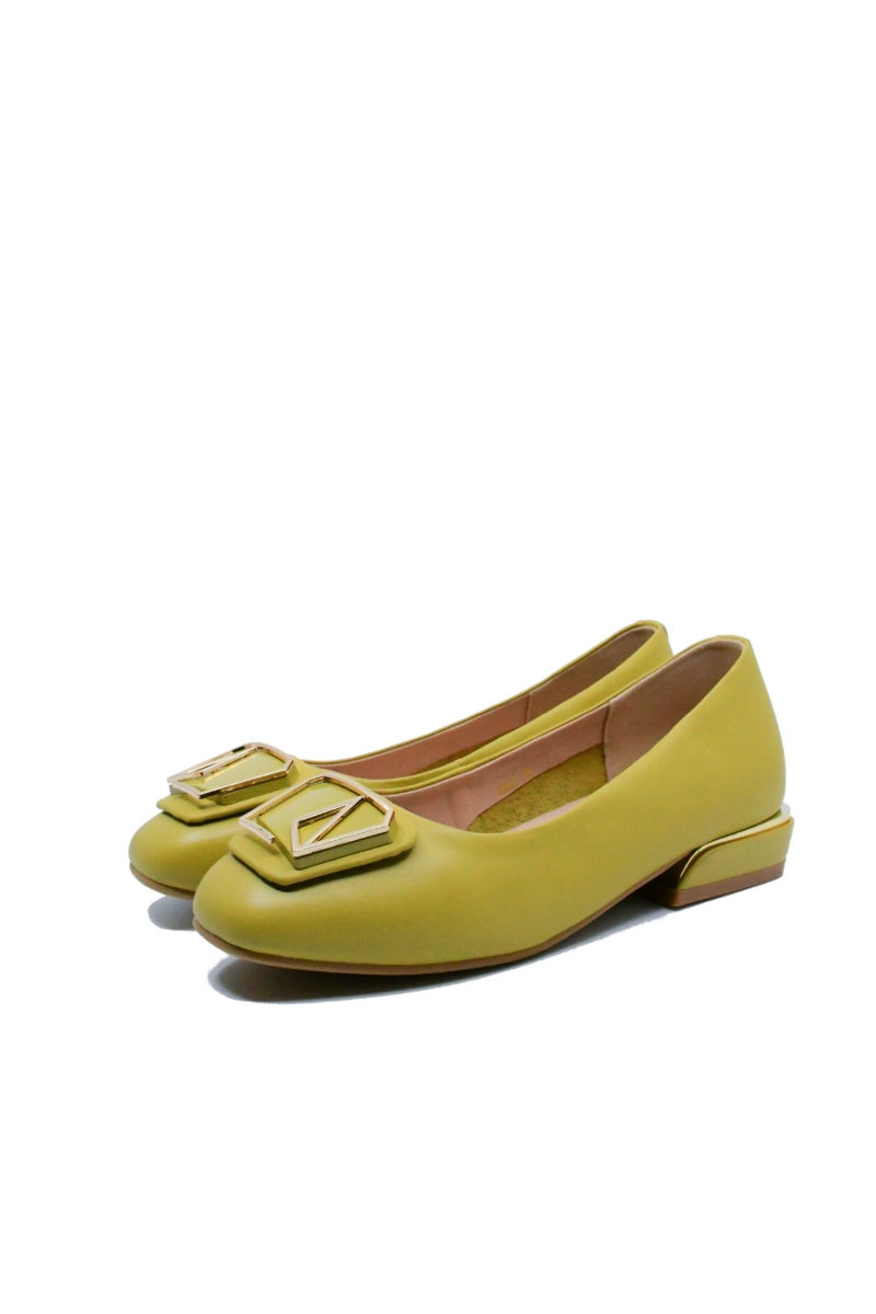 Imagine Balerini galben muștar, eleganți, din piele naturală FNX88321