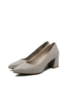 Imagine Pantofi gri din piele naturală, cu toc bloc și vârf ascuțit GOR24170