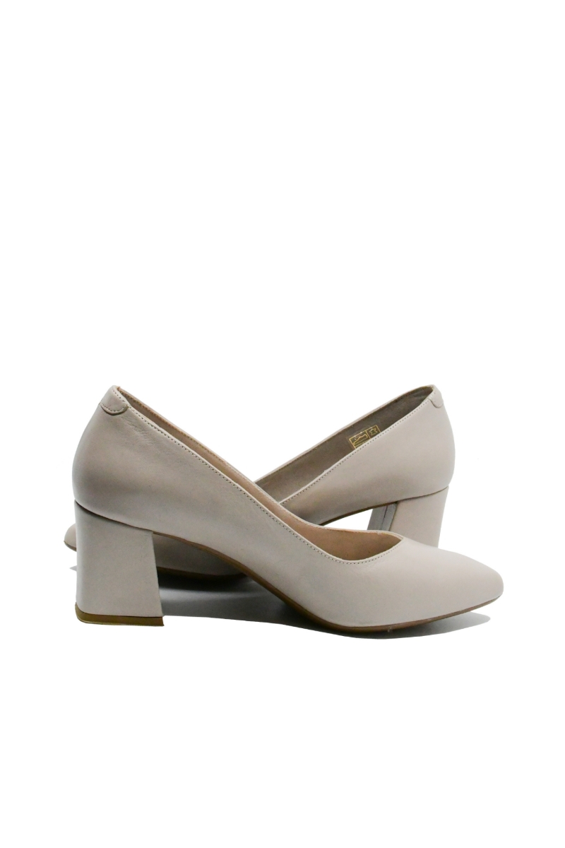 Imagine Pantofi gri din piele naturală, cu toc bloc și vârf ascuțit GOR24170