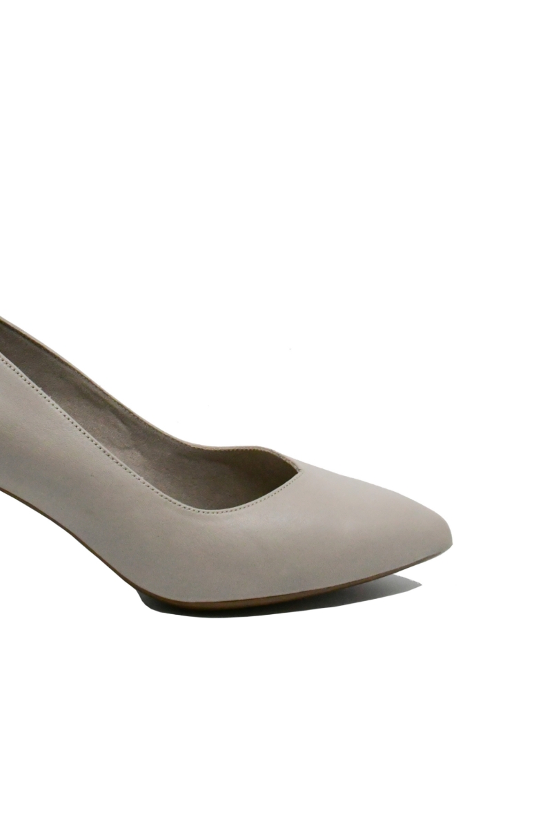 Imagine Pantofi gri din piele naturală, cu toc bloc și vârf ascuțit GOR24170