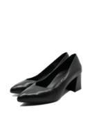 Imagine Pantofi negri din piele naturală, cu toc bloc și vârf ascuțit GOR24170