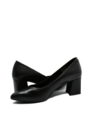 Imagine Pantofi negri din piele naturală, cu toc bloc și vârf ascuțit GOR24170