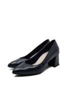 Imagine Pantofi bleumarin din piele naturală, cu toc bloc și vârf ascuțit GOR24170