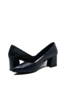 Imagine Pantofi bleumarin din piele naturală, cu toc bloc și vârf ascuțit GOR24170