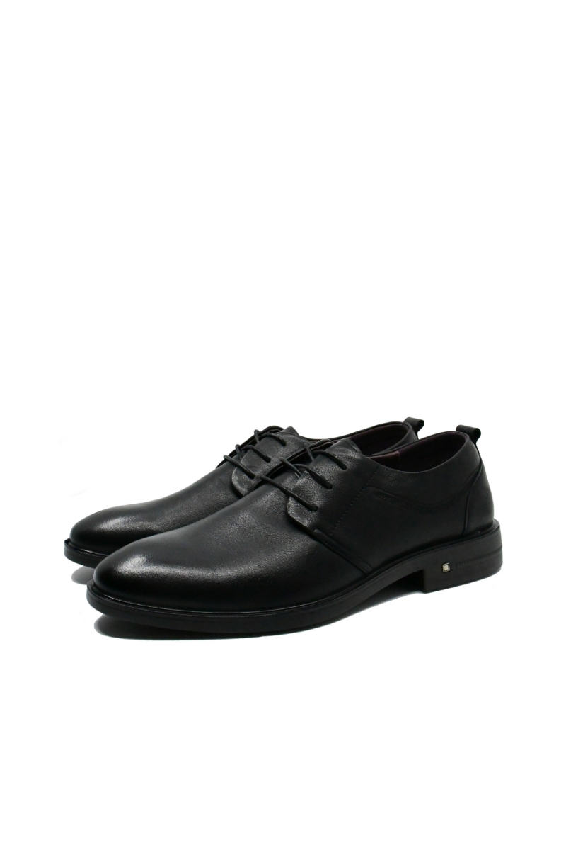 Imagine Pantofi bărbați cu șiret, negri, din piele naturală moale FNX902006