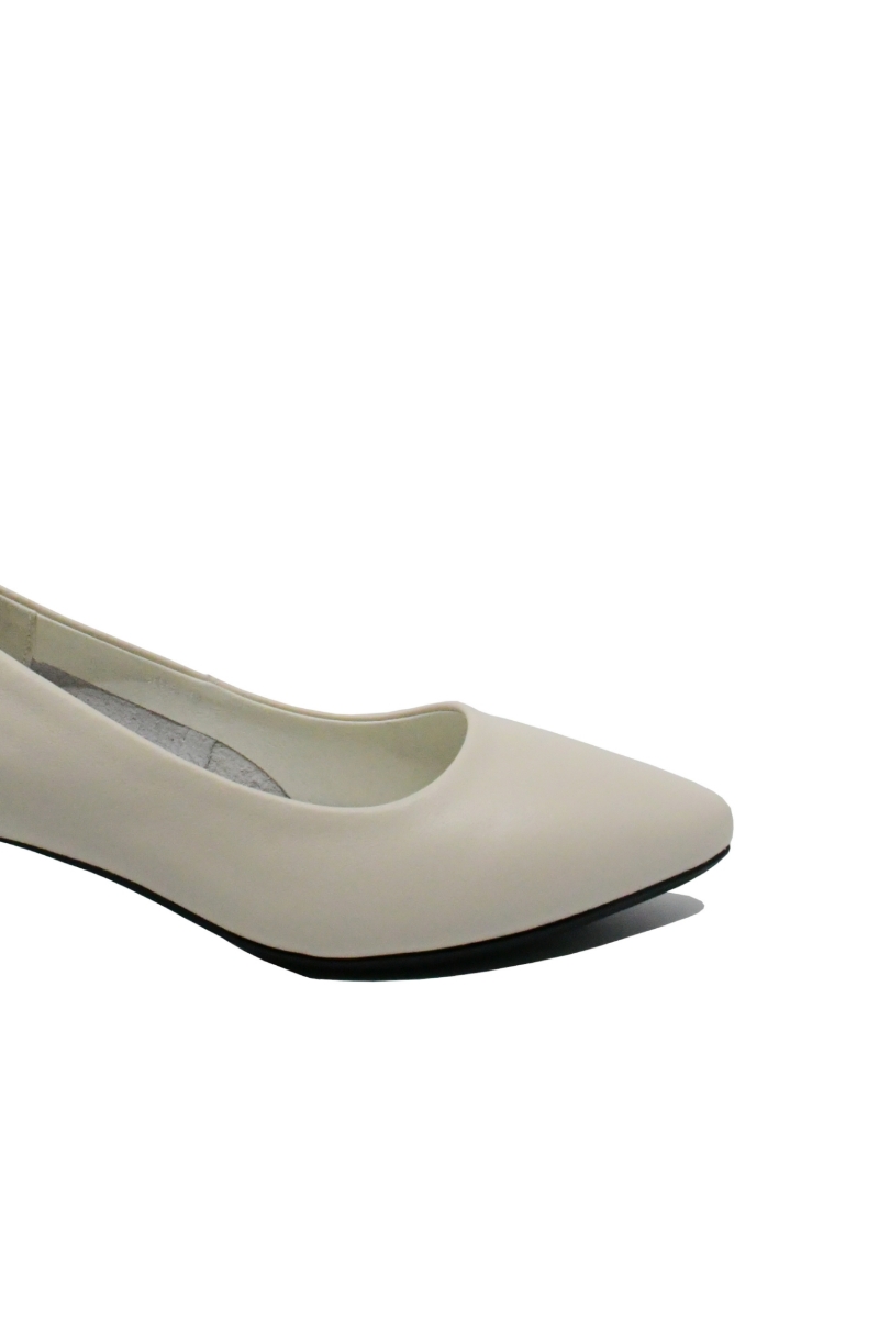Imagine Pantofi crem, din piele naturală, cu toc bloc mic FNX3028