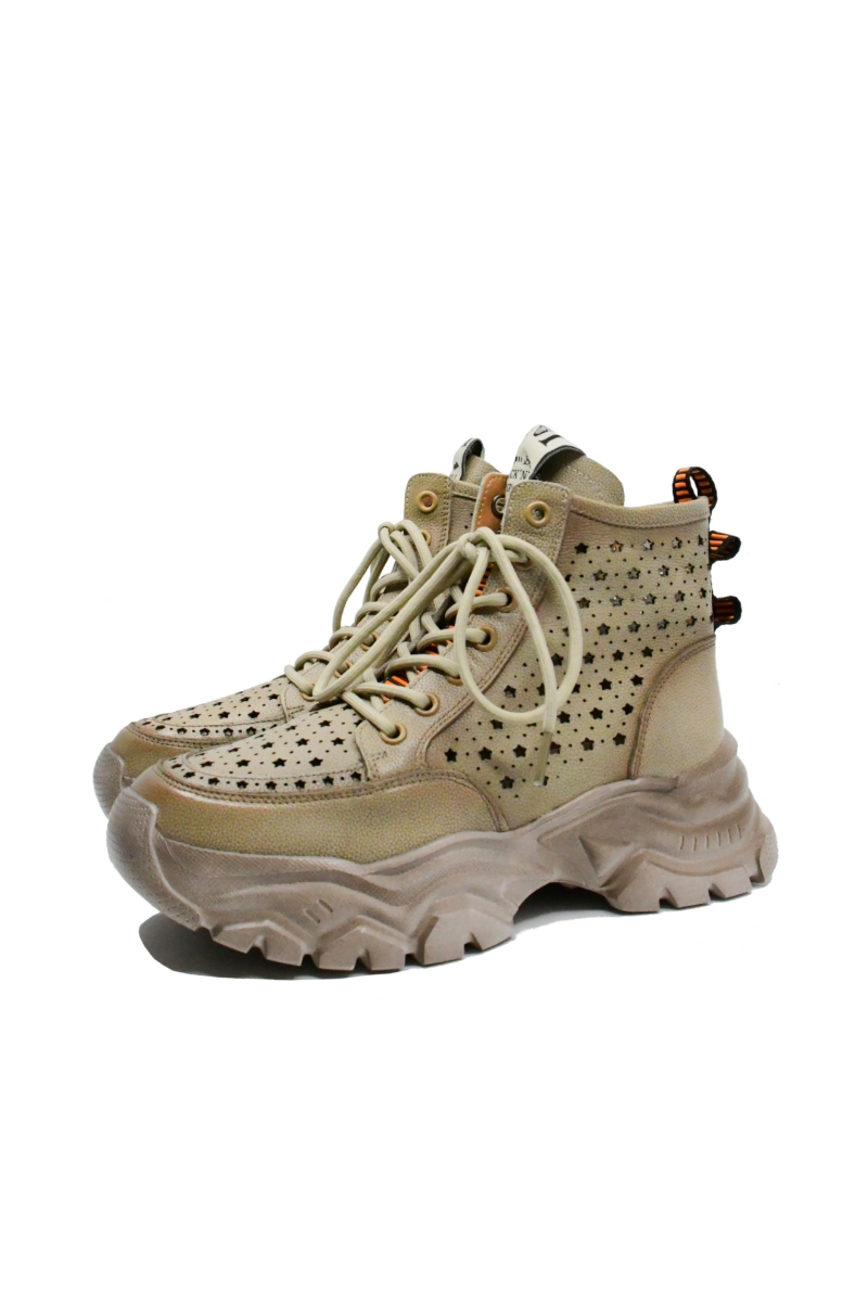 Imagine Ghete sport damă, apricot, din piele naturală FNX90322