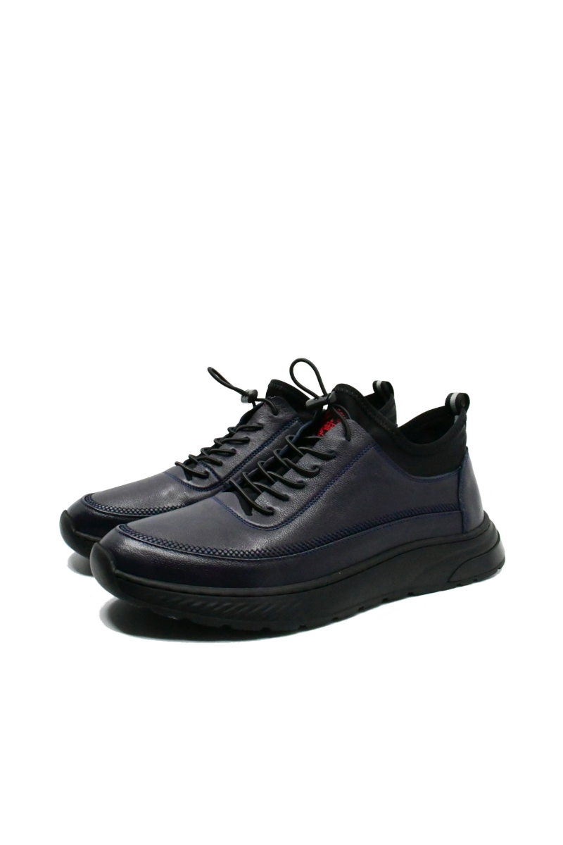 Imagine Pantofi sport bleumarin din piele naturală, cu inserție stretch FNX1088