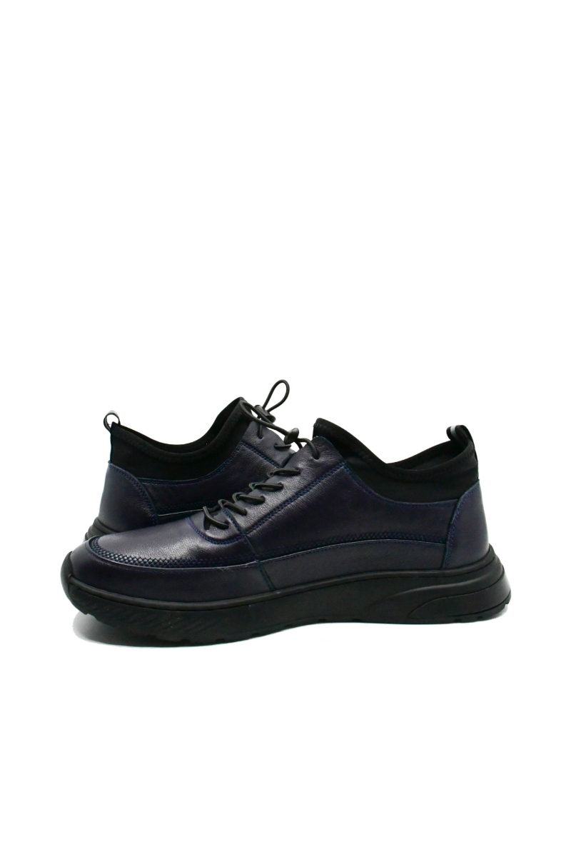 Imagine Pantofi sport bleumarin din piele naturală, cu inserție stretch FNX1088