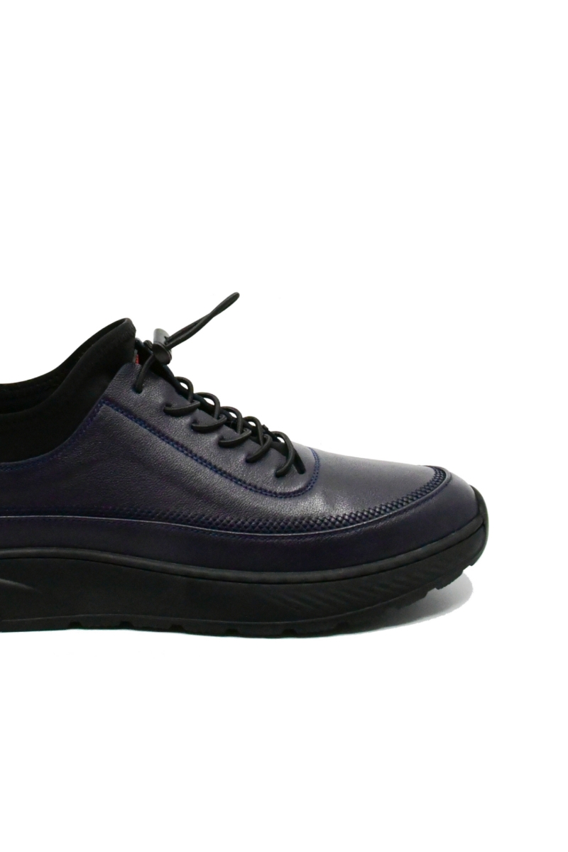 Imagine Pantofi sport bleumarin din piele naturală, cu inserție stretch FNX1088