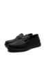 Imagine Mocasini negri din piele naturală moale, cu lanț decorativ FNX93793