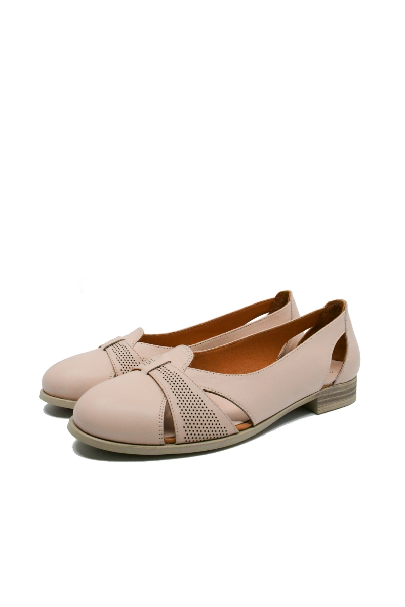 Imagine Pantofi casual decupați, roz, din piele naturală GOR157