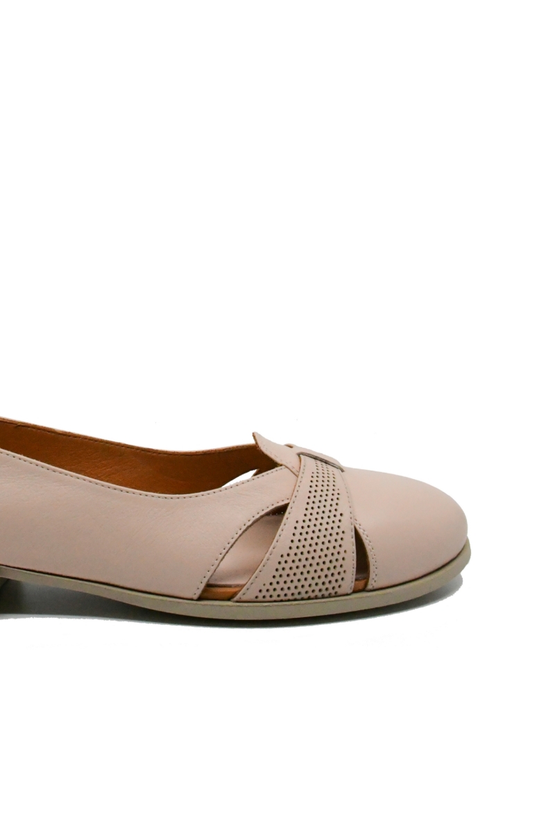 Imagine Pantofi casual decupați, roz, din piele naturală GOR157