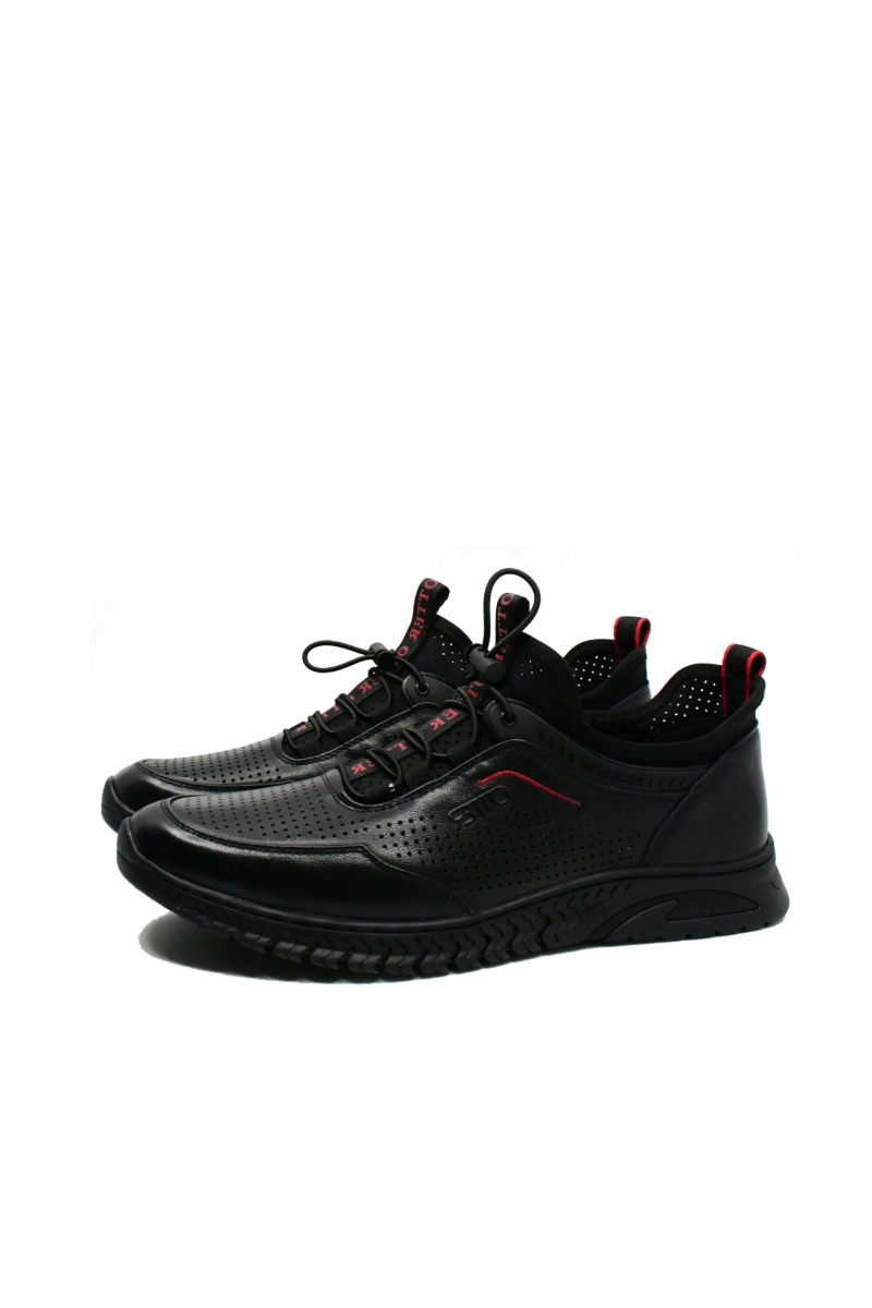 Imagine Pantofi sport negri, din piele naturală cu perforații OTR620010