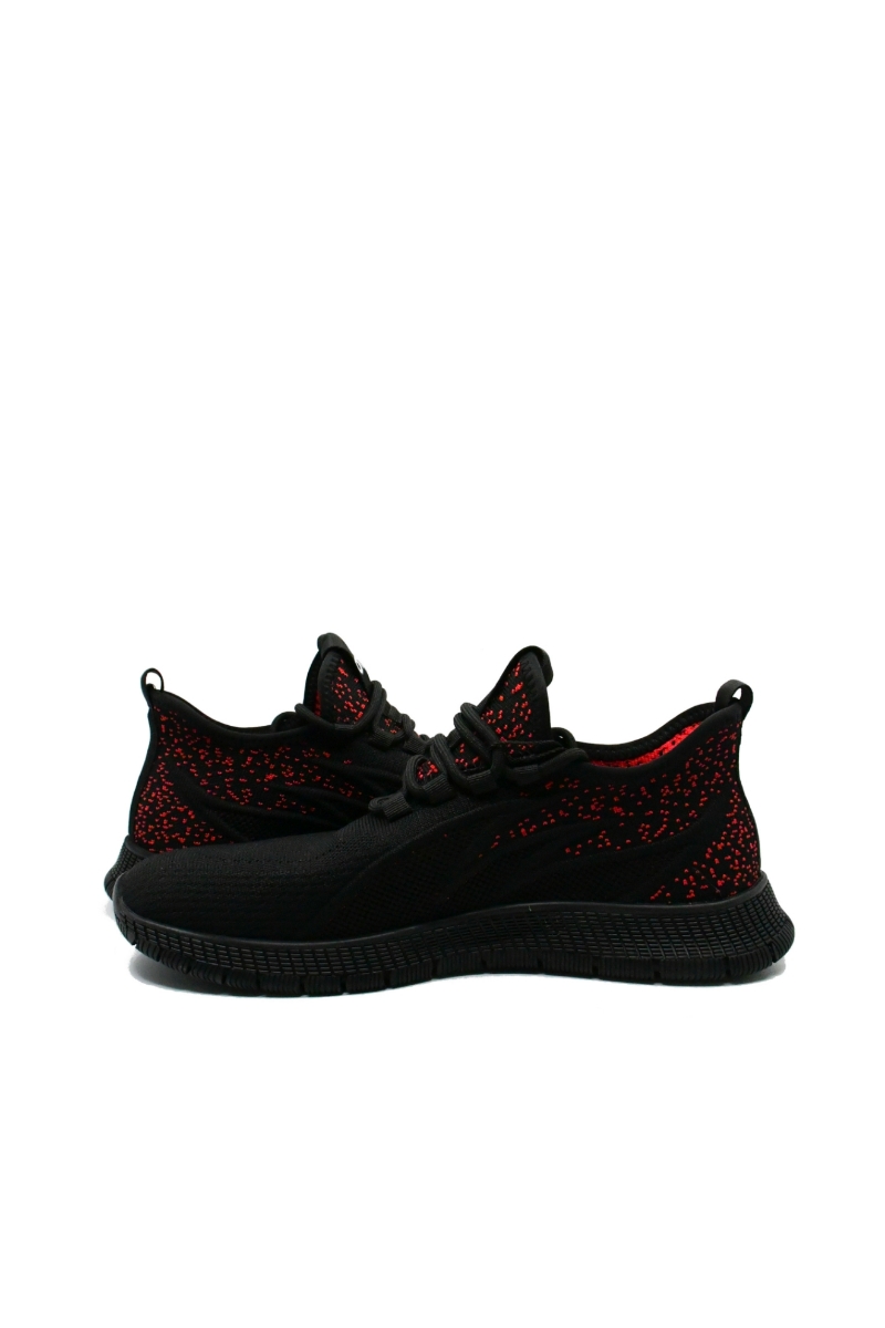 Imagine Sneakers din material textil, negri cu detalii roșii OTR27090