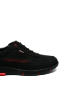 Imagine Pantofi sport din piele naturală nabuc, negri cu detalii roșii OTR15999