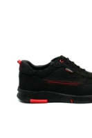 Imagine Pantofi sport din piele naturală nabuc, negri cu detalii roșii OTR15999