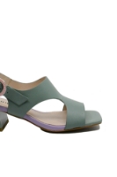 Imagine Sandale elegante vernil din piele naturală, cu toc mozaic FLGMH003