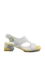 Imagine Sandale elegante albe din piele naturală, cu toc mozaic FLGMH003
