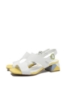 Imagine Sandale elegante albe din piele naturală, cu toc mozaic FLGMH003
