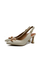 Imagine Pantofi decupați cu toc kitten, apricot, din piele naturală FLG2S01