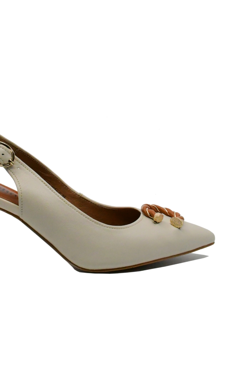 Imagine Pantofi decupați cu toc kitten, apricot, din piele naturală FLG2S01