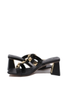 Imagine Saboți negri, din piele naturală, decorați cu ținte FLGH5103