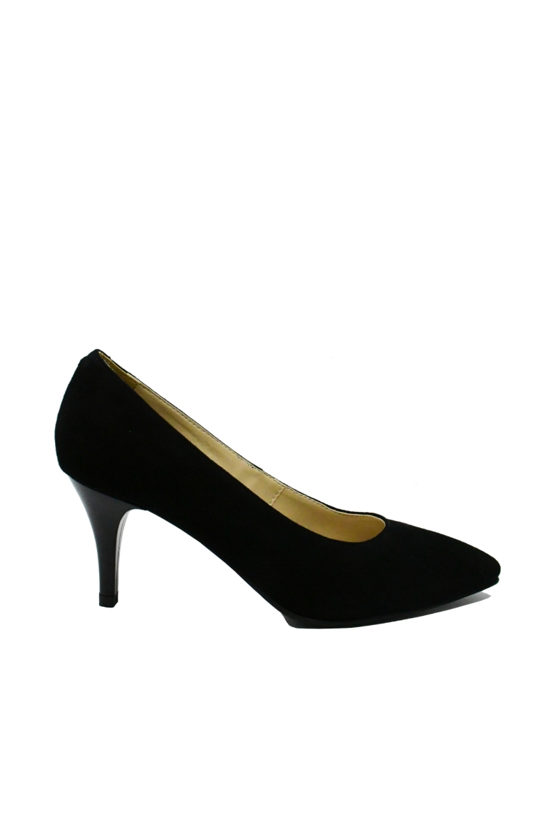 Imagine Pantofi stiletto negri, din piele întoarsă SORA17