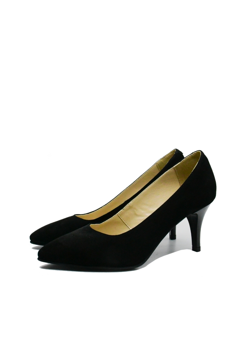Imagine Pantofi stiletto negri, din piele întoarsă SORA17