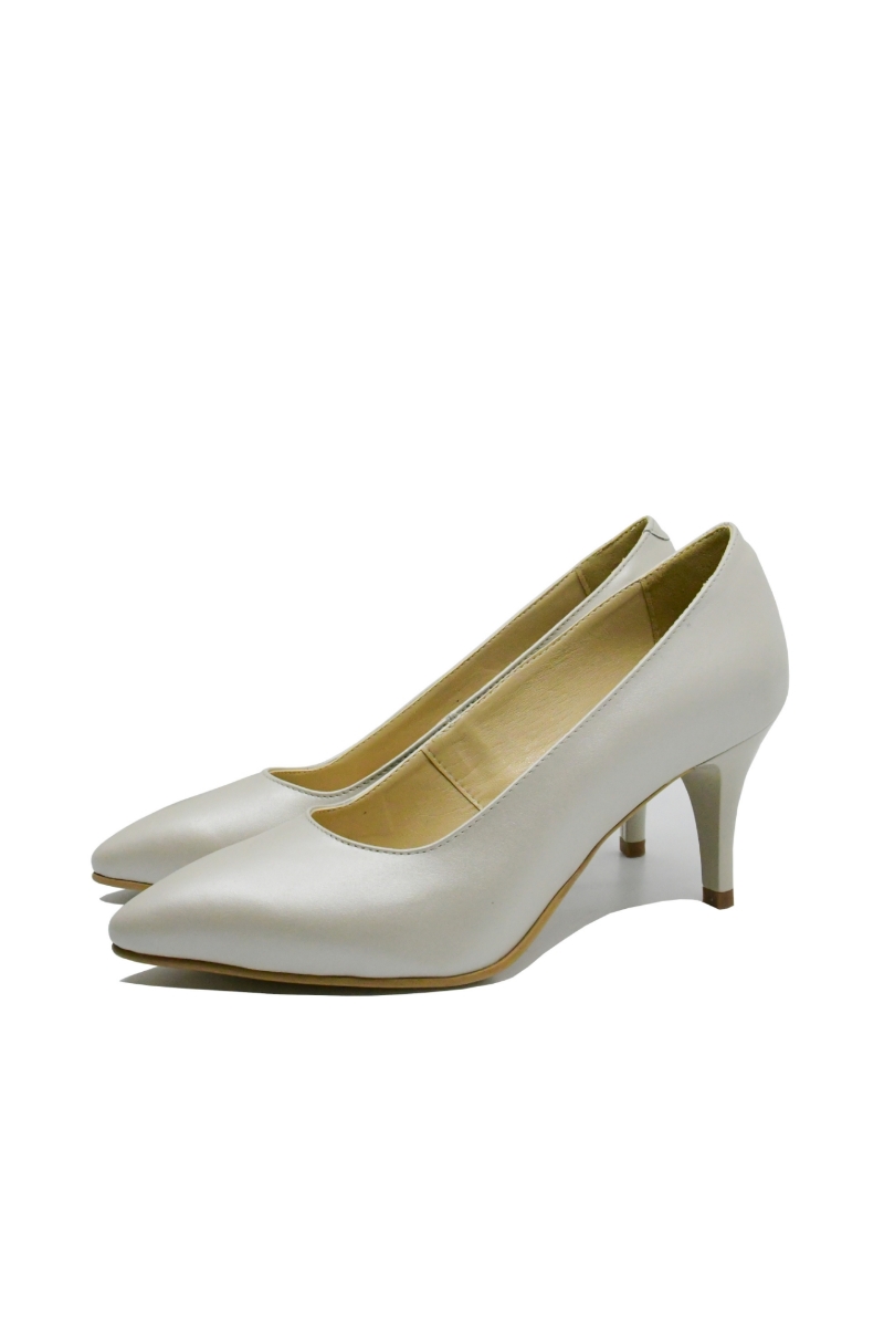 Imagine Pantofi stiletto bej sidefat, din piele naturală SORA17