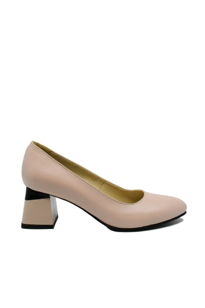 Imagine Pantofi office cu toc bloc, nude, din piele naturală SORA18