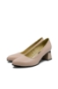 Imagine Pantofi office cu toc bloc, nude, din piele naturală SORA18