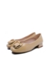 Imagine Pantofi apricot din lac, cu cataramă aurie FNX1595