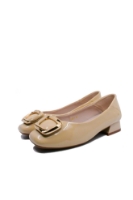 Imagine Pantofi apricot din lac, cu cataramă aurie FNX1595