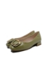 Imagine Pantofi olive din lac, cu cataramă aurie FNX1595