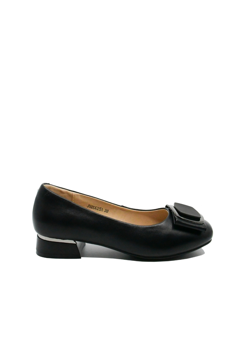 Imagine Pantofi negri din piele naturală, cu cataramă decorativă OTR20025