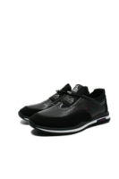 Imagine Pantofi sport negri din piele naturală cu mix de inserții OTR20036