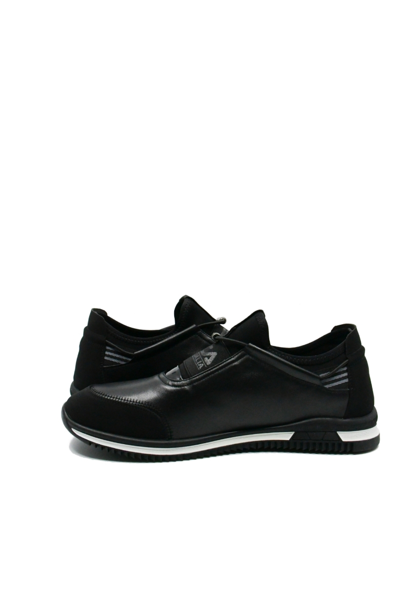 Imagine Pantofi sport negri din piele naturală cu mix de inserții OTR20036