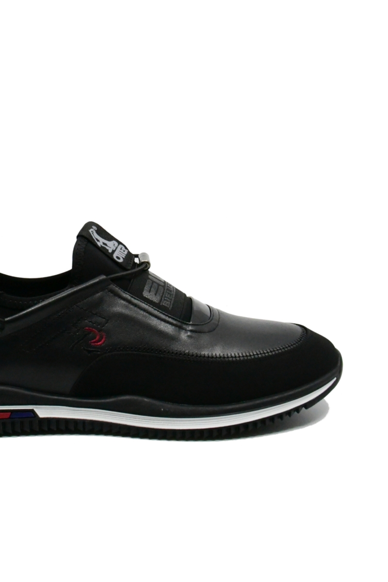 Imagine Pantofi sport negri din piele naturală cu mix de inserții OTR20036