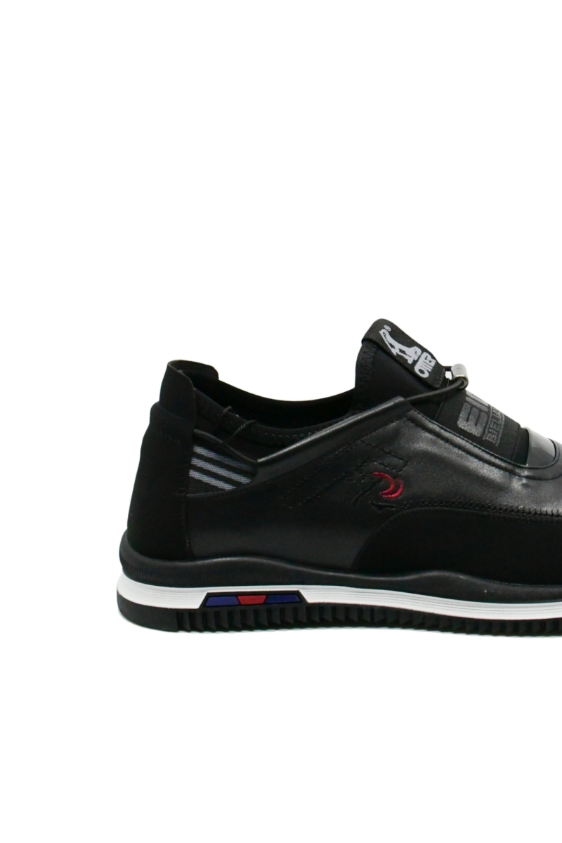 Imagine Pantofi sport negri din piele naturală cu mix de inserții OTR20036