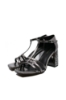 Imagine Sandale elegante gri metalizat din piele naturală  FNX835