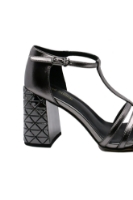 Imagine Sandale elegante gri metalizat din piele naturală  FNX835