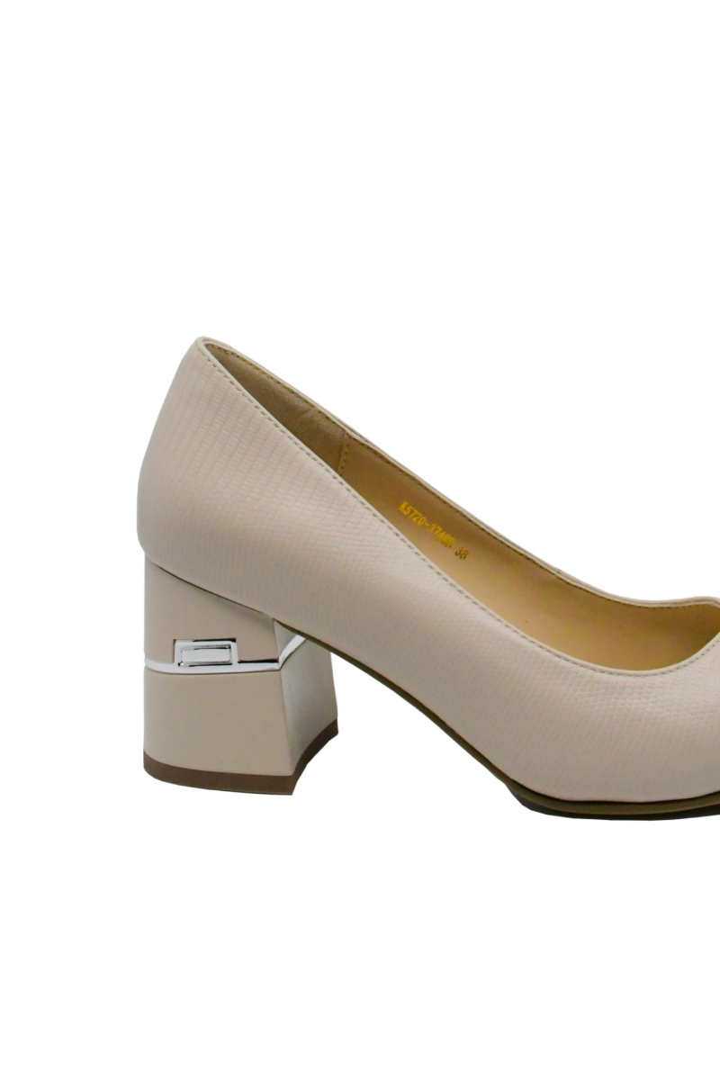 Imagine Pantofi eleganți pink din piele naturală cu imprimeu FNX3748