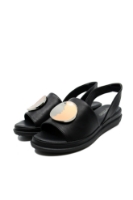 Imagine Sandale damă fără închidere, negre, din piele naturală