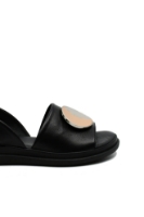 Imagine Sandale damă fără închidere, negre, din piele naturală