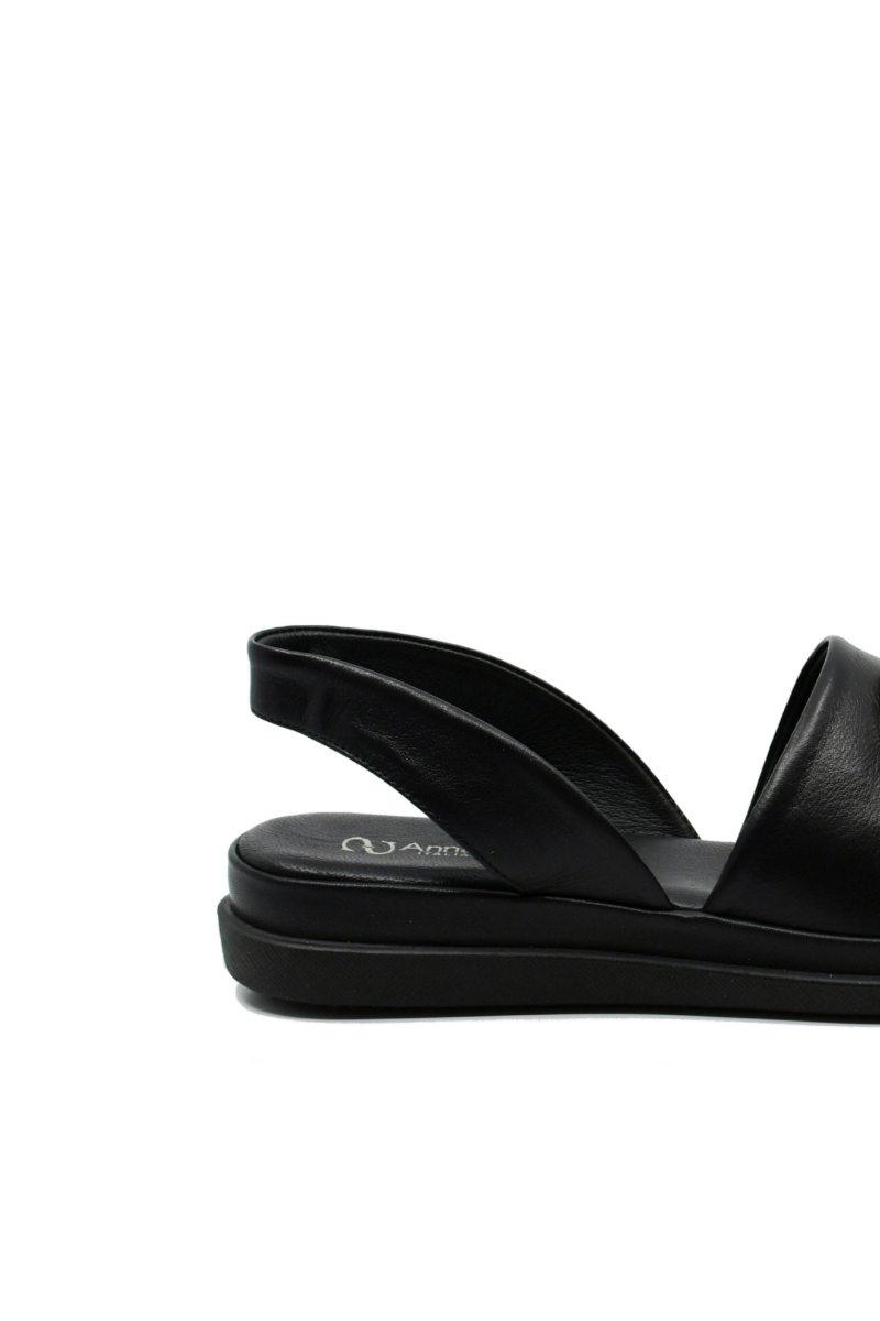 Imagine Sandale damă fără închidere, negre, din piele naturală