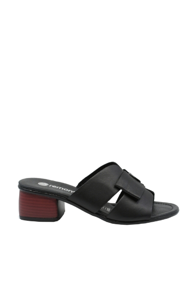 Imagine Saboți damă negri cu fundiță, din piele naturală REMR8759-01