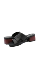 Imagine Saboți damă negri cu fundiță, din piele naturală REMR8759-01
