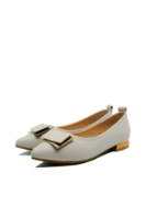 Imagine Pantofi bej din piele naturala, cu accente metalice OTR20002