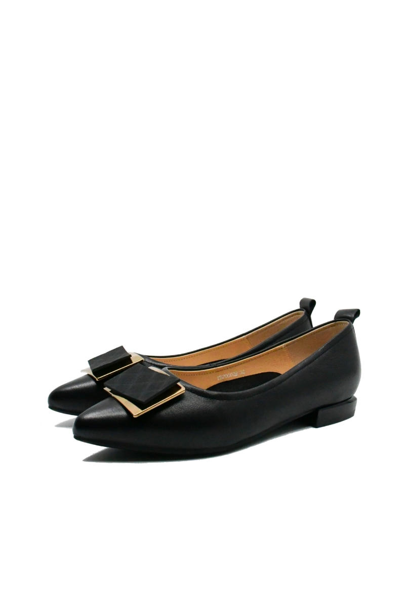 Imagine Pantofi negri din piele naturală, cu accente metalice OTR20002